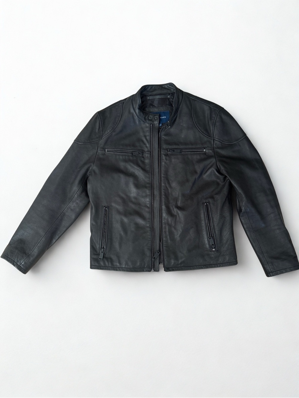 Cole Haan Men’s Leather Moto Jacket Cafe Racer Black Size M $698